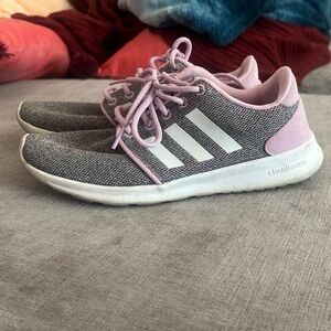 adidas Women's Pink and Gray Cloudfoam Sneakers